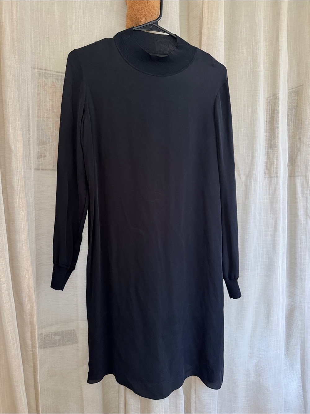 Theory Classic Black Long-Sleeve Dress 100% silk